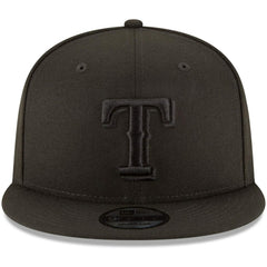 MLB Texas Rangers New Era Black on Black 9FIFTY Team Snapback Adjustable Hat