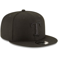 MLB Texas Rangers New Era Black on Black 9FIFTY Team Snapback Adjustable Hat