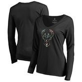 NBA Milwaukee Bucks Women's Lovely V-Neck Long Sleeve T-Shirt