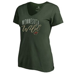 NHL Green Minnesota Wild Women's Graceful V-Neck T-Shirt