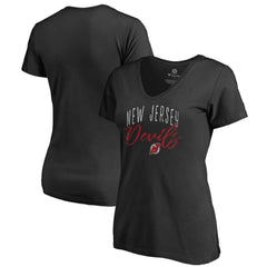 NHL Black New Jersey Devils Women's Graceful V-Neck T-Shirt