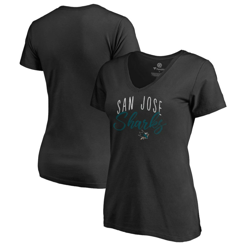NHL Black San Jose Sharks Women's Graceful V-Neck T-Shirt