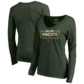 NHL Green Minnesota Wild Women's Iconic Collection We Are Long Sleeve V-Neck T-Shirt