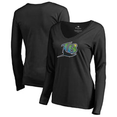 MLB Tampa Bay Rays Women's Cooperstown Collection Forbes Long Sleeve V-Neck T-Shirt