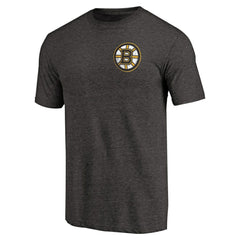 NHL Black Boston Bruins Primary Logo Left Chest Distressed Tri-Blend T-Shirt