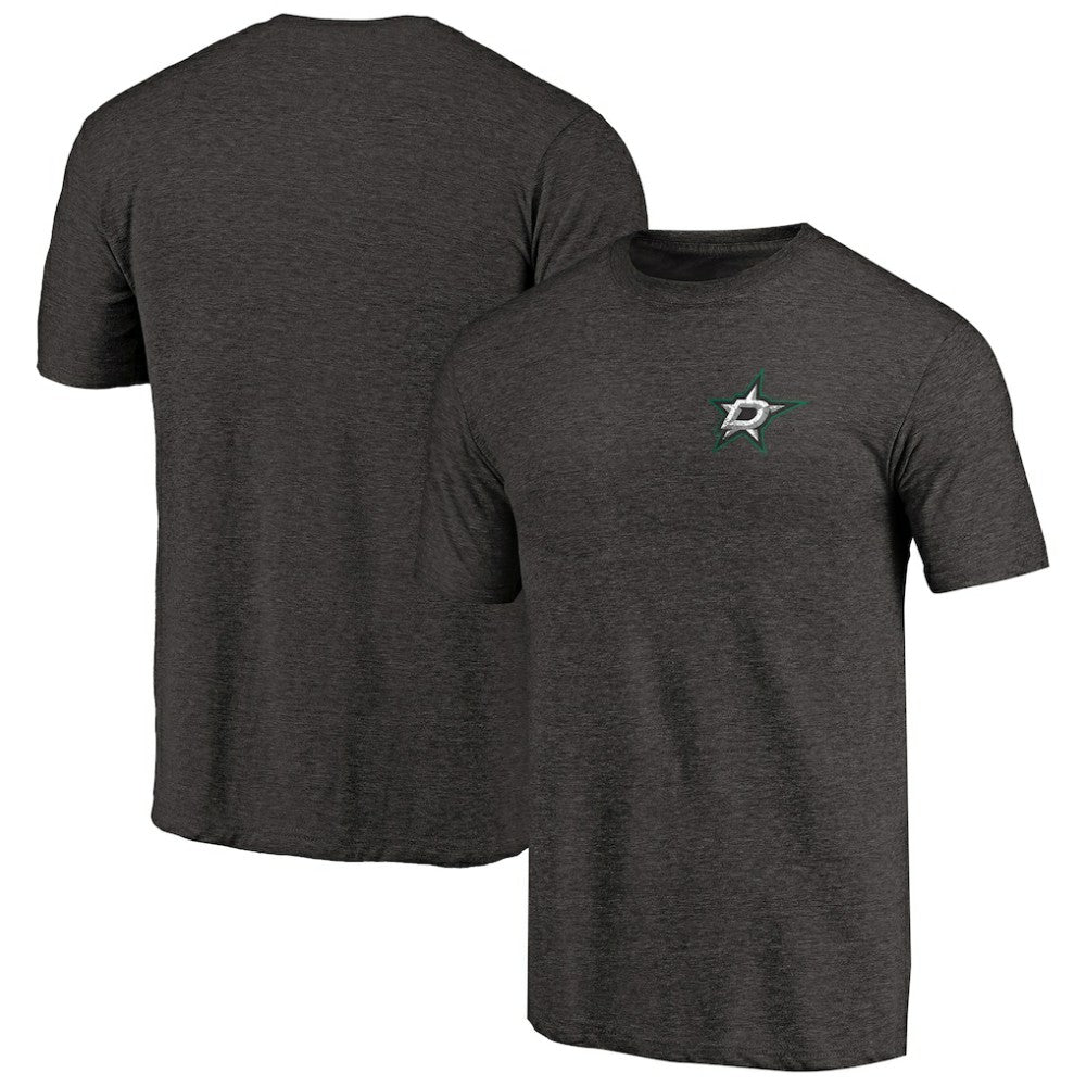 NHL Black Dallas Stars Primary Logo Left Chest Distressed Tri-Blend T-Shirt