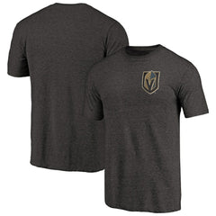NHL Black Vegas Golden Knights Primary Logo Left Chest Distressed Tri-Blend T-Shirt