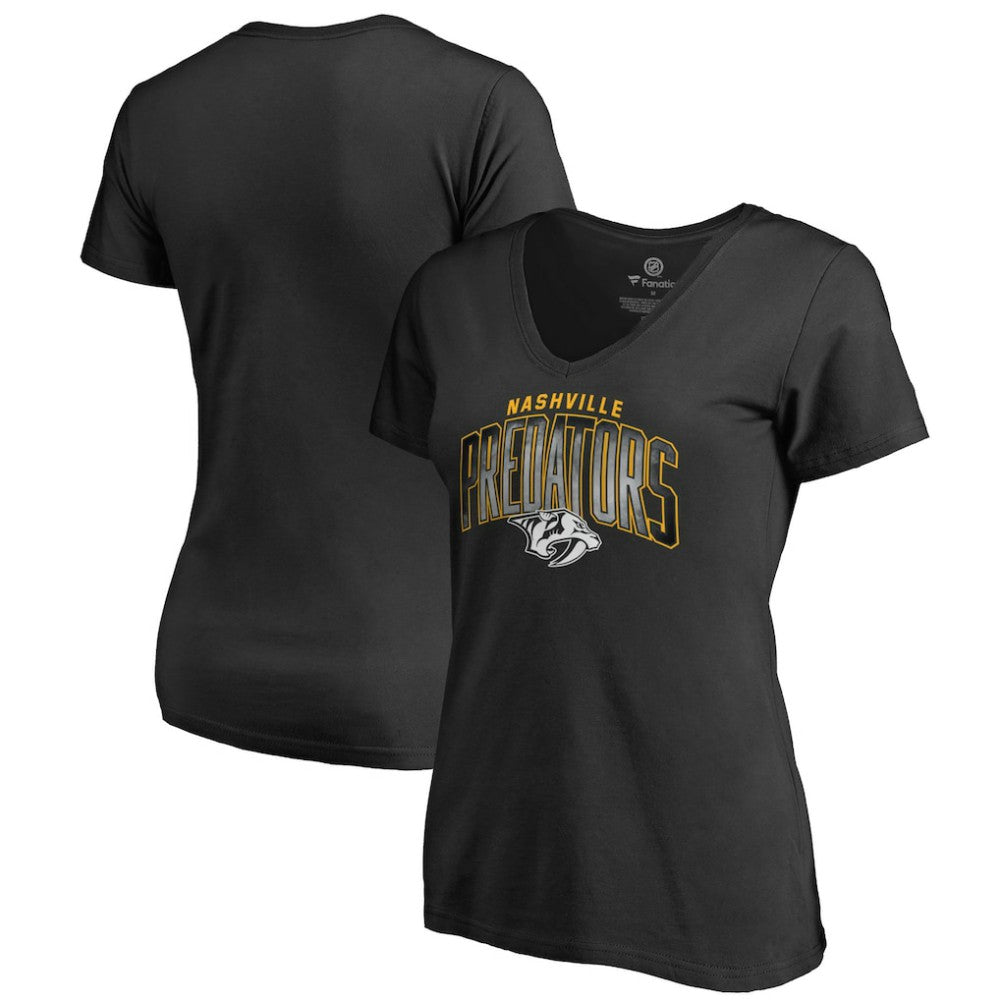 NHL Black Nashville Predators Women's Arch Smoke V-Neck T-Shirt
