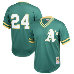 MLB Rickey Henderson Athletics Mitchell & Ness Youth Cooperstown Collection Mesh Batting Practice Jersey