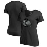 NHL Black Chicago Blackhawks Women's Core Smoke V-Neck T-Shirt