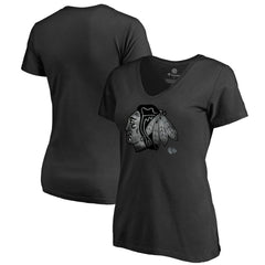 NHL Black Chicago Blackhawks Women's Core Smoke V-Neck T-Shirt
