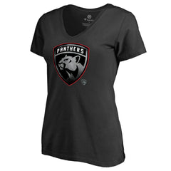 NHL Black Florida Panthers Women's Core Smoke V-Neck T-Shirt