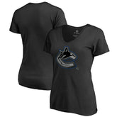 NHL Black Vancouver Canucks Women's Core Smoke V-Neck T-Shirt