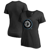 NHL Black Winnipeg Jets Women's Core Smoke V-Neck T-Shirt