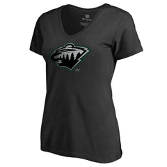 NHL Black Minnesota Wild Women's Core Smoke V-Neck T-Shirt