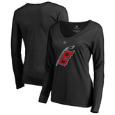 NHL Black Carolina Hurricanes Women's Team Alternate Long Sleeve V-Neck T-Shirt