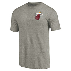 NBA Miami Heat Primary Logo Left Chest Distressed Tri-Blend T-Shirt