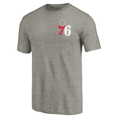 NBA Philadelphia 76ers Primary Logo Left Chest Distressed Tri-Blend T-Shirt