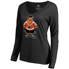 NHL Black Philadelphia Flyers Women's Gritty Long Sleeve V-Neck T-Shirt