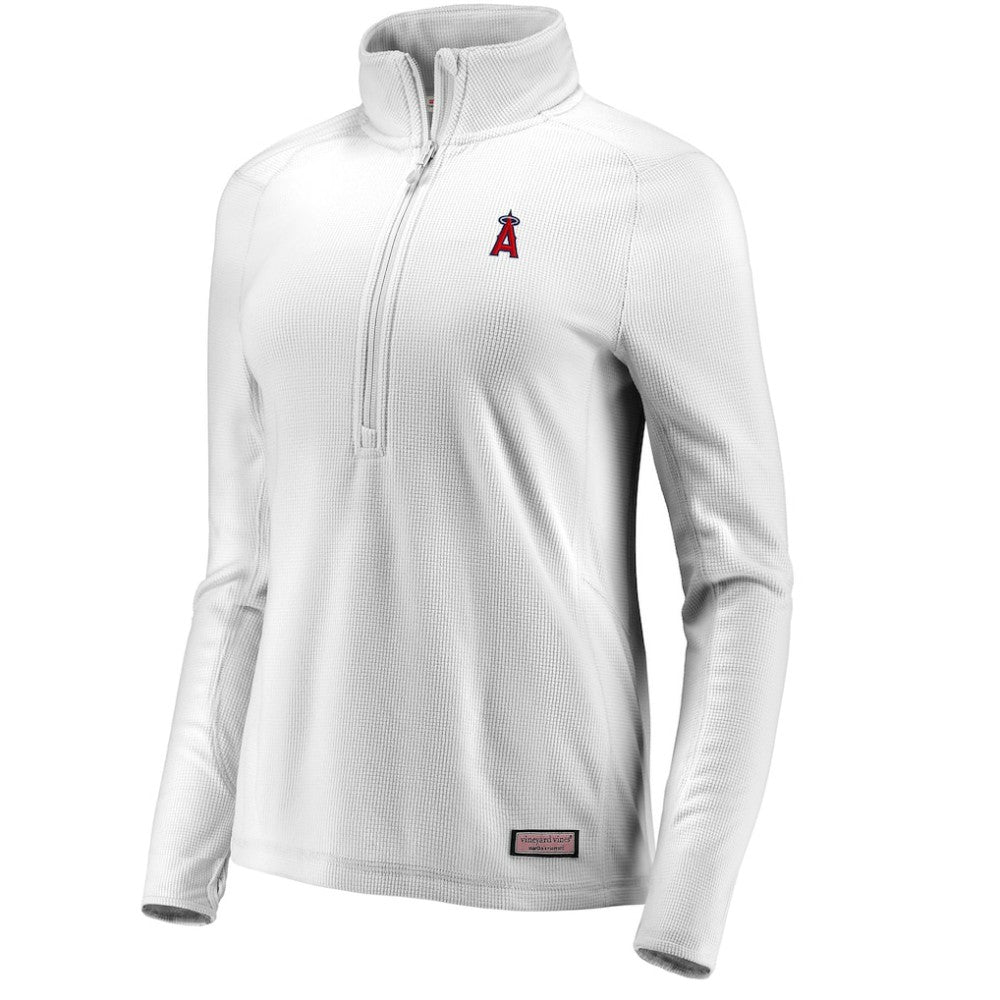 MLB Los Angeles Angels Vineyard Vines Women's Performance Grid Half-Zip Pullover Top
