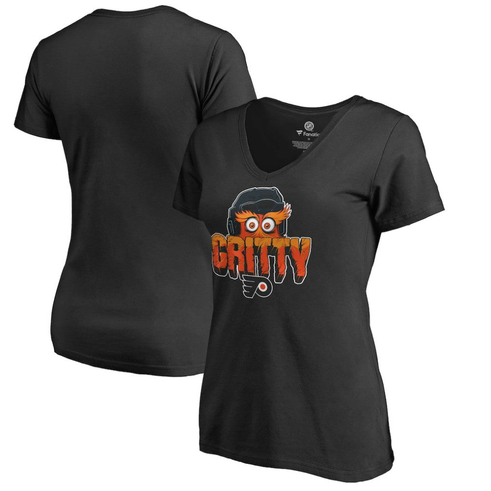 NHL Black Philadelphia Flyers Women's Go Gritty V-Neck T-Shirt