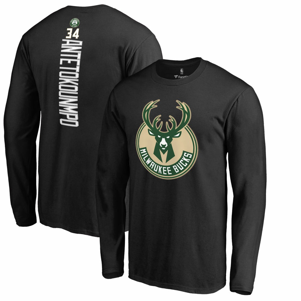 NBA Giannis Antetokounmpo Milwaukee Bucks Team Backer Name & Number Long Sleeve T-Shirt