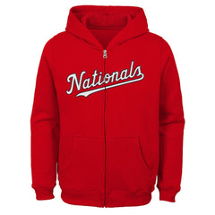 MLB Washington Nationals Youth Team Color Wordmark Full-Zip Hoodie
