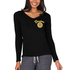 NHL Black Boston Bruins Concepts Sport Women's Marathon Knit Long Sleeve V-Neck Top