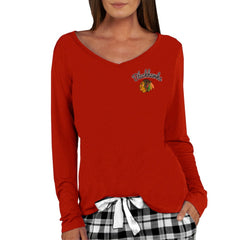 NHL Red Chicago Blackhawks Concepts Sport Women's Marathon Knit Long Sleeve V-Neck Top