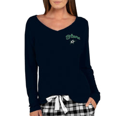 NHL Black Dallas Stars Concepts Sport Women's Marathon Knit Long Sleeve V-Neck Top