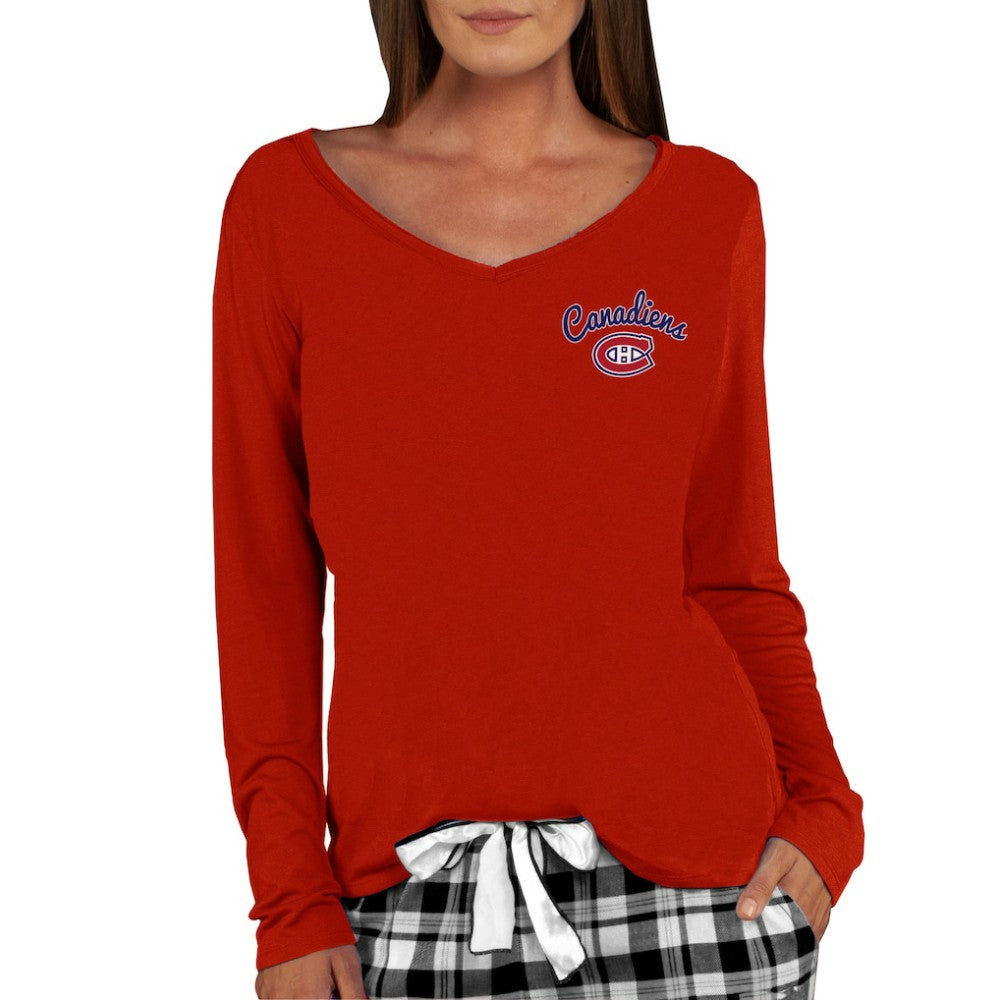NHL Red Montreal Canadiens Concepts Sport Women's Marathon Knit Long Sleeve V-Neck Top