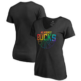 NBA Milwaukee Bucks Women's Team Pride Wordmark V-Neck T-Shirt