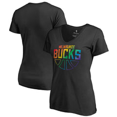 NBA Milwaukee Bucks Women's Team Pride Wordmark V-Neck T-Shirt
