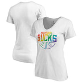 NBA Milwaukee Bucks Women's Team Pride Wordmark V-Neck T-Shirt