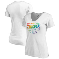 NBA Philadelphia 76ers Women's Team Pride Wordmark V-Neck T-Shirt
