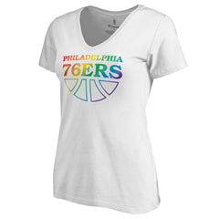 NBA Philadelphia 76ers Women's Team Pride Wordmark V-Neck T-Shirt