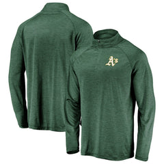MLB Athletics Fanatics Iconic Striated Primary Logo Raglan Quarter-Zip Pullover Jacket