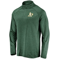 MLB Athletics Fanatics Iconic Striated Primary Logo Raglan Quarter-Zip Pullover Jacket