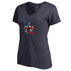 MLB Clayton Kershaw Los Angeles Dodgers Women's Banner Wave Name & Number V-Neck T-Shirt