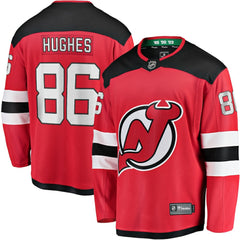 NHL Red Jack Hughes New Jersey Devils Fanatics Breakaway Player Jersey