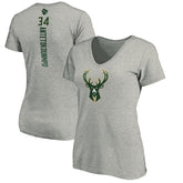 NBA Giannis Antetokounmpo Milwaukee Bucks Women's Playmaker Name & Number V-Neck T-Shirt