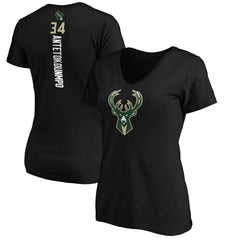 NBA Giannis Antetokounmpo Milwaukee Bucks Women's Playmaker Name & Number V-Neck T-Shirt