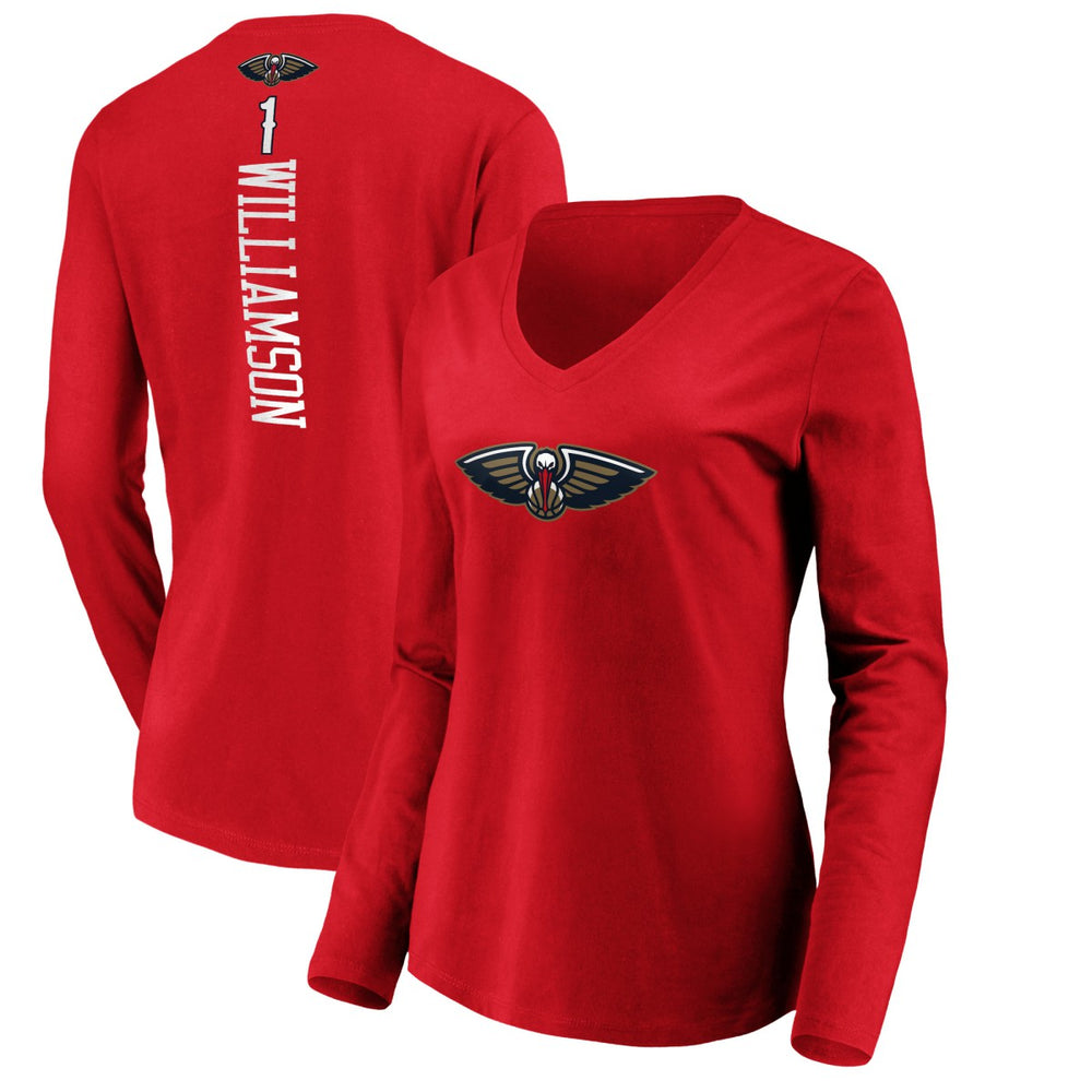NBA Zion Williamson New Orleans Pelicans Women's Playmaker Name & Number Long Sleeve V-Neck T-Shirt