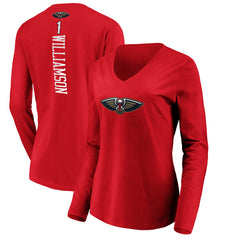 NBA Zion Williamson New Orleans Pelicans Women's Playmaker Name & Number Long Sleeve V-Neck T-Shirt