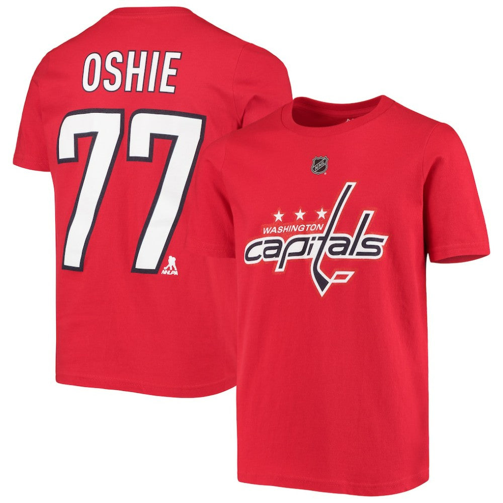 NHL Red TJ Oshie Washington Capitals Youth Player Name & Number T-Shirt
