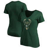 NBA Milwaukee Bucks Women's Primary Logo Team V-Neck T-Shirt