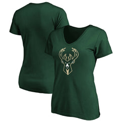 NBA Milwaukee Bucks Women's Primary Logo Team V-Neck T-Shirt