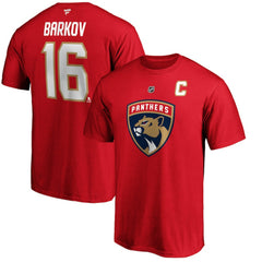 NHL Red Aleksander Barkov Florida Panthers Fanatics Authentic Stack Player Name & Number T-Shirt