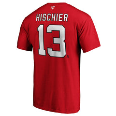 NHL Red Nico Hischier New Jersey Devils Fanatics Authentic Stack Player Name & Number T-Shirt
