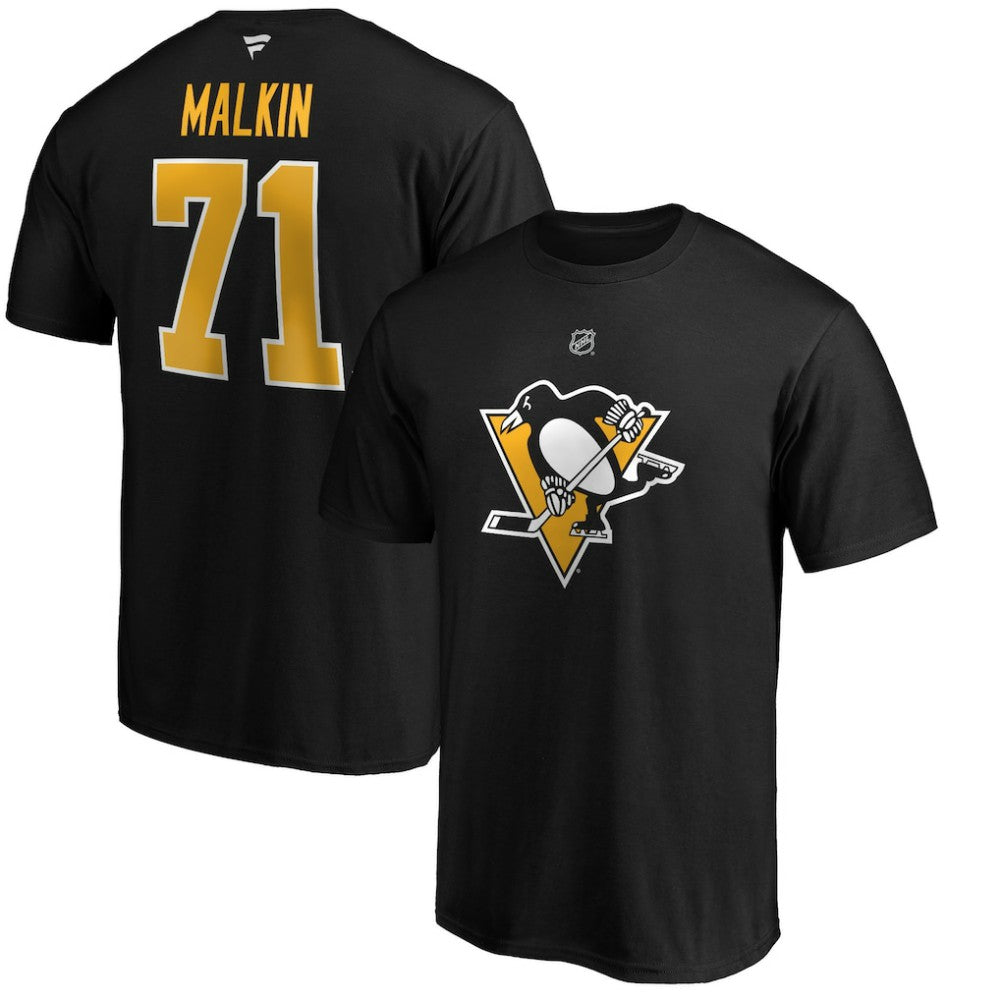 NHL Black Evgeni Malkin Pittsburgh Penguins Fanatics Authentic Stack Player Name & Number T-Shirt